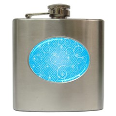 Leaf Blue Snow Circle Polka Star Hip Flask (6 Oz) by Mariart