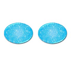 Leaf Blue Snow Circle Polka Star Cufflinks (oval) by Mariart