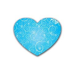 Leaf Blue Snow Circle Polka Star Rubber Coaster (heart)  by Mariart