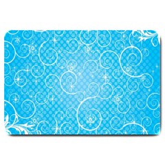 Leaf Blue Snow Circle Polka Star Large Doormat  by Mariart