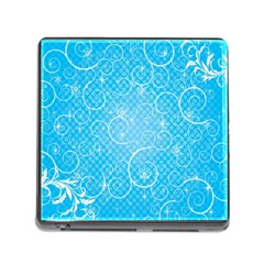 Leaf Blue Snow Circle Polka Star Memory Card Reader (square) by Mariart