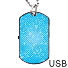 Leaf Blue Snow Circle Polka Star Dog Tag Usb Flash (two Sides) by Mariart