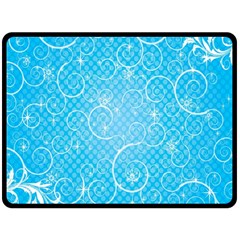 Leaf Blue Snow Circle Polka Star Double Sided Fleece Blanket (large)  by Mariart