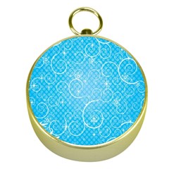 Leaf Blue Snow Circle Polka Star Gold Compasses by Mariart