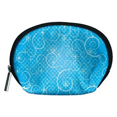 Leaf Blue Snow Circle Polka Star Accessory Pouches (medium)  by Mariart