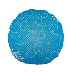 Leaf Blue Snow Circle Polka Star Standard 15  Premium Flano Round Cushions by Mariart