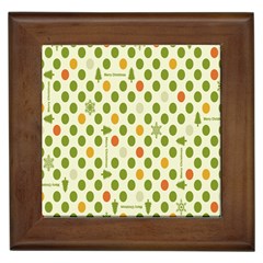 Merry Christmas Polka Dot Circle Snow Tree Green Orange Red Gray Framed Tiles by Mariart