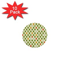 Merry Christmas Polka Dot Circle Snow Tree Green Orange Red Gray 1  Mini Buttons (10 Pack)  by Mariart