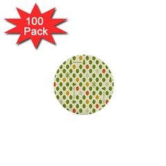 Merry Christmas Polka Dot Circle Snow Tree Green Orange Red Gray 1  Mini Buttons (100 Pack)  by Mariart