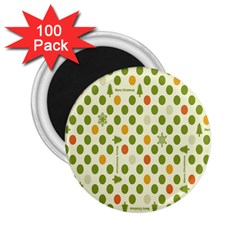 Merry Christmas Polka Dot Circle Snow Tree Green Orange Red Gray 2 25  Magnets (100 Pack)  by Mariart