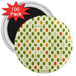 Merry Christmas Polka Dot Circle Snow Tree Green Orange Red Gray 3  Magnets (100 pack) Front