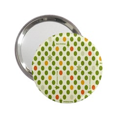 Merry Christmas Polka Dot Circle Snow Tree Green Orange Red Gray 2 25  Handbag Mirrors by Mariart