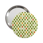 Merry Christmas Polka Dot Circle Snow Tree Green Orange Red Gray 2.25  Handbag Mirrors Front