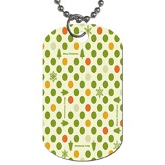 Merry Christmas Polka Dot Circle Snow Tree Green Orange Red Gray Dog Tag (one Side) by Mariart