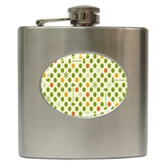 Merry Christmas Polka Dot Circle Snow Tree Green Orange Red Gray Hip Flask (6 Oz) by Mariart