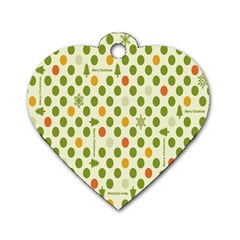 Merry Christmas Polka Dot Circle Snow Tree Green Orange Red Gray Dog Tag Heart (one Side) by Mariart