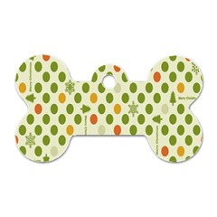 Merry Christmas Polka Dot Circle Snow Tree Green Orange Red Gray Dog Tag Bone (two Sides) by Mariart