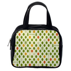 Merry Christmas Polka Dot Circle Snow Tree Green Orange Red Gray Classic Handbags (one Side) by Mariart