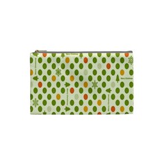 Merry Christmas Polka Dot Circle Snow Tree Green Orange Red Gray Cosmetic Bag (small)  by Mariart