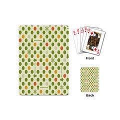 Merry Christmas Polka Dot Circle Snow Tree Green Orange Red Gray Playing Cards (mini)  by Mariart