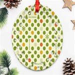 Merry Christmas Polka Dot Circle Snow Tree Green Orange Red Gray Oval Filigree Ornament (Two Sides) Front