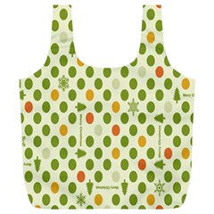 Merry Christmas Polka Dot Circle Snow Tree Green Orange Red Gray Full Print Recycle Bags (l)  by Mariart