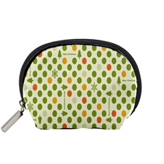 Merry Christmas Polka Dot Circle Snow Tree Green Orange Red Gray Accessory Pouches (small)  by Mariart