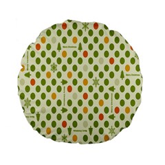 Merry Christmas Polka Dot Circle Snow Tree Green Orange Red Gray Standard 15  Premium Flano Round Cushions by Mariart