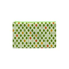 Merry Christmas Polka Dot Circle Snow Tree Green Orange Red Gray Cosmetic Bag (xs) by Mariart