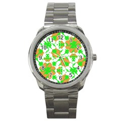 Graphic Floral Seamless Pattern Mosaic Sport Metal Watch by dflcprints