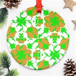 Graphic Floral Seamless Pattern Mosaic Round Ornament (Two Sides) Front