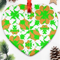 Graphic Floral Seamless Pattern Mosaic Heart Ornament (two Sides) by dflcprints