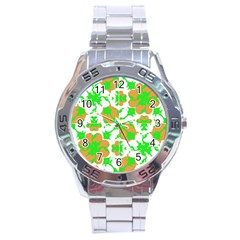 Graphic Floral Seamless Pattern Mosaic Stainless Steel Analogue Watch by dflcprints