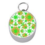 Graphic Floral Seamless Pattern Mosaic Mini Silver Compasses Front