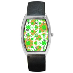 Graphic Floral Seamless Pattern Mosaic Barrel Style Metal Watch by dflcprints