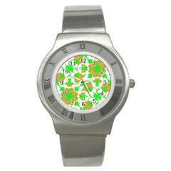 Graphic Floral Seamless Pattern Mosaic Stainless Steel Watch by dflcprints