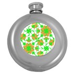 Graphic Floral Seamless Pattern Mosaic Round Hip Flask (5 oz) Front