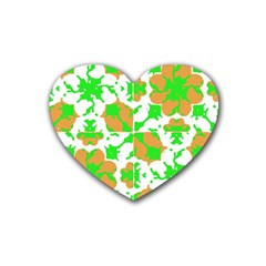 Graphic Floral Seamless Pattern Mosaic Rubber Coaster (heart)  by dflcprints