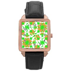 Graphic Floral Seamless Pattern Mosaic Rose Gold Leather Watch  by dflcprints