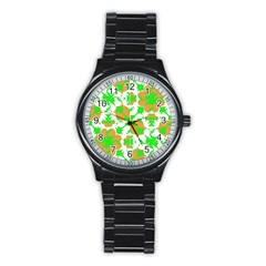 Graphic Floral Seamless Pattern Mosaic Stainless Steel Round Watch by dflcprints