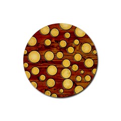 Wood And Gold Rubber Coaster (round) 