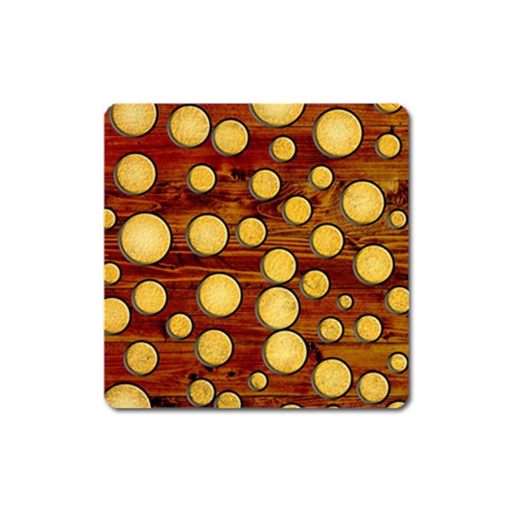 Wood and gold Square Magnet