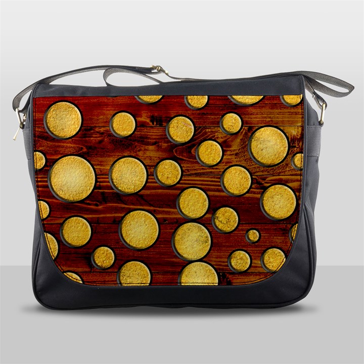 Wood and gold Messenger Bags