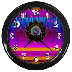 Air And Stars Global With Some Guitars Pop Art Wall Clocks (black) by pepitasart