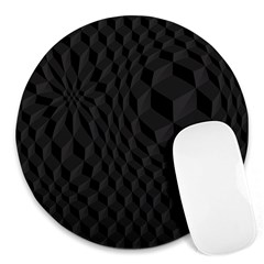 Black Pattern Dark Texture Background Round Mousepads by Nexatart