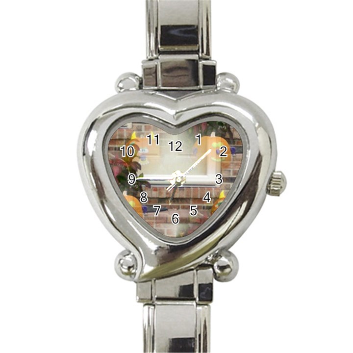 Ghostly Floating Pumpkins Heart Italian Charm Watch