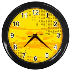 Texture Yellow Abstract Background Wall Clocks (black) by Nexatart