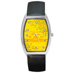 Texture Yellow Abstract Background Barrel Style Metal Watch by Nexatart