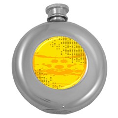 Texture Yellow Abstract Background Round Hip Flask (5 Oz) by Nexatart