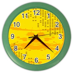 Texture Yellow Abstract Background Color Wall Clocks by Nexatart